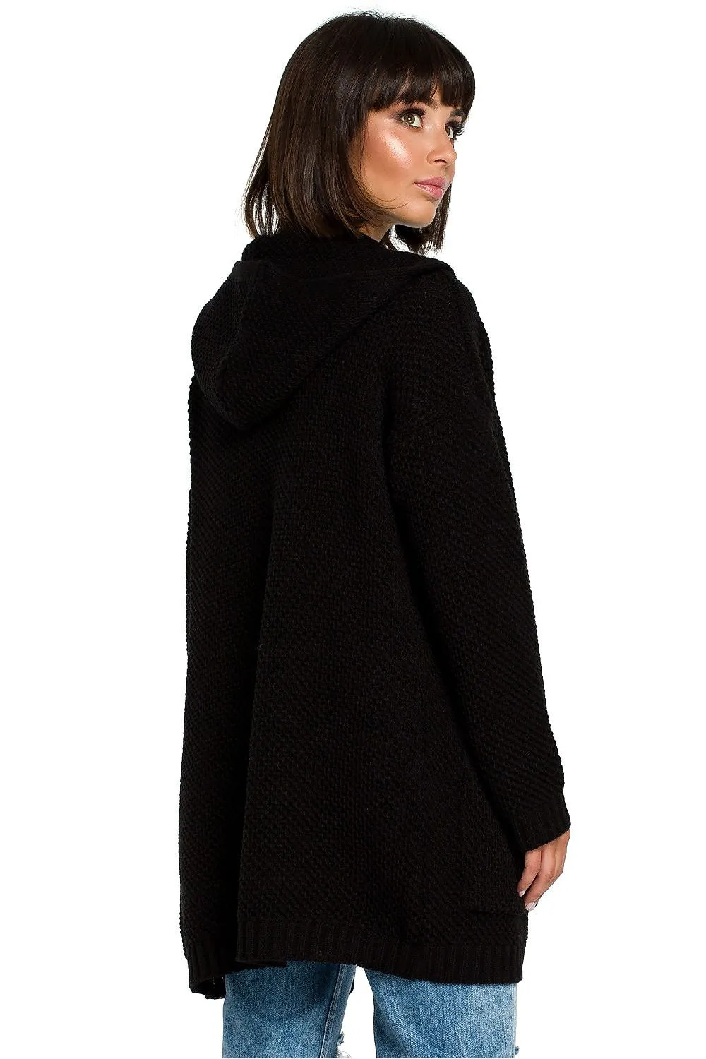Elegant Hooded Longline Cardigan