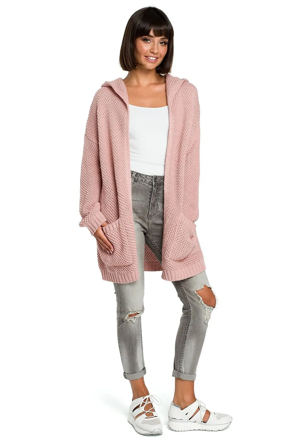 Elegant Hooded Longline Cardigan