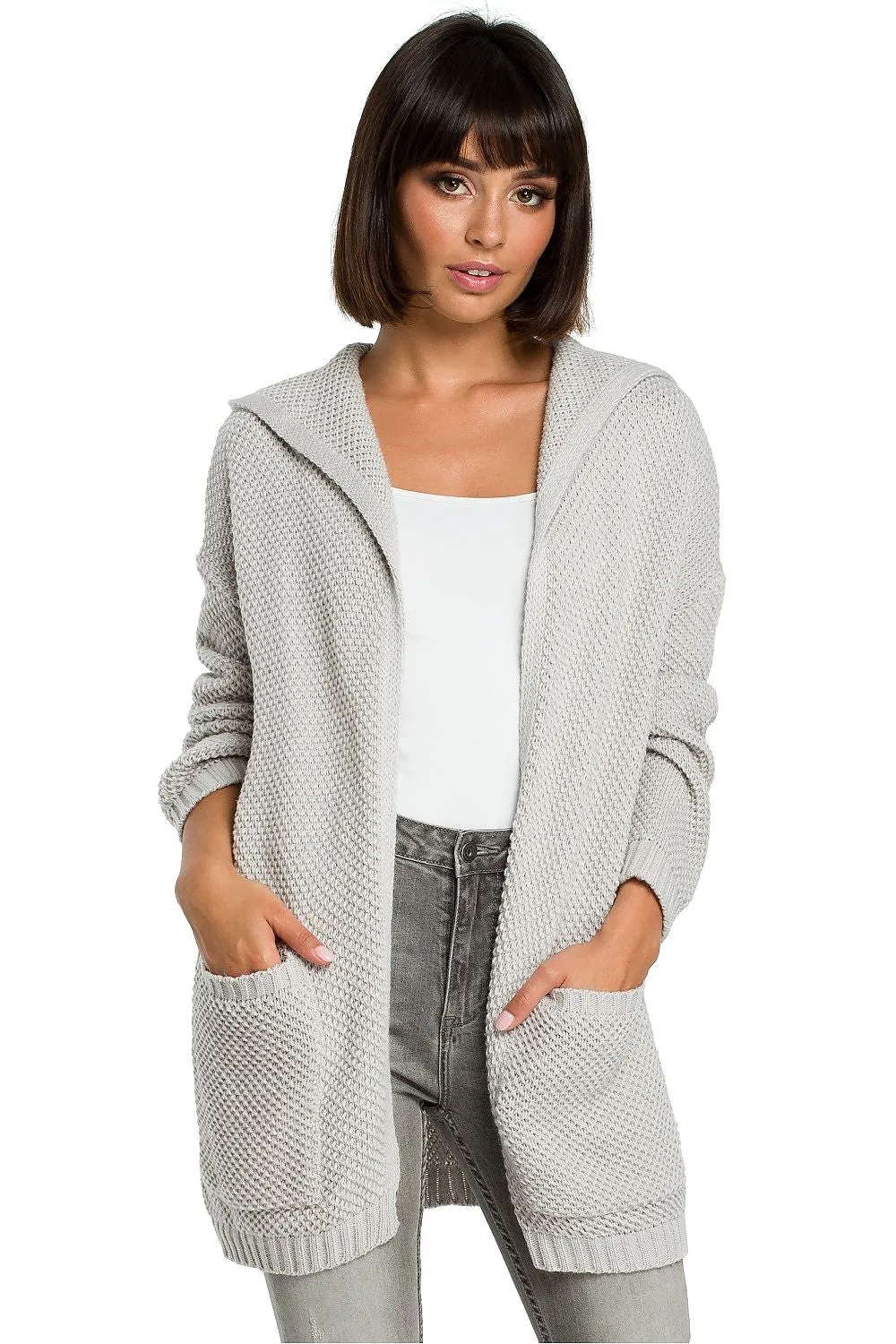 Elegant Hooded Longline Cardigan