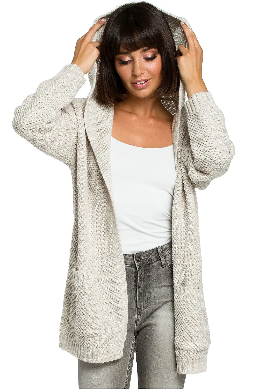 Elegant Hooded Longline Cardigan