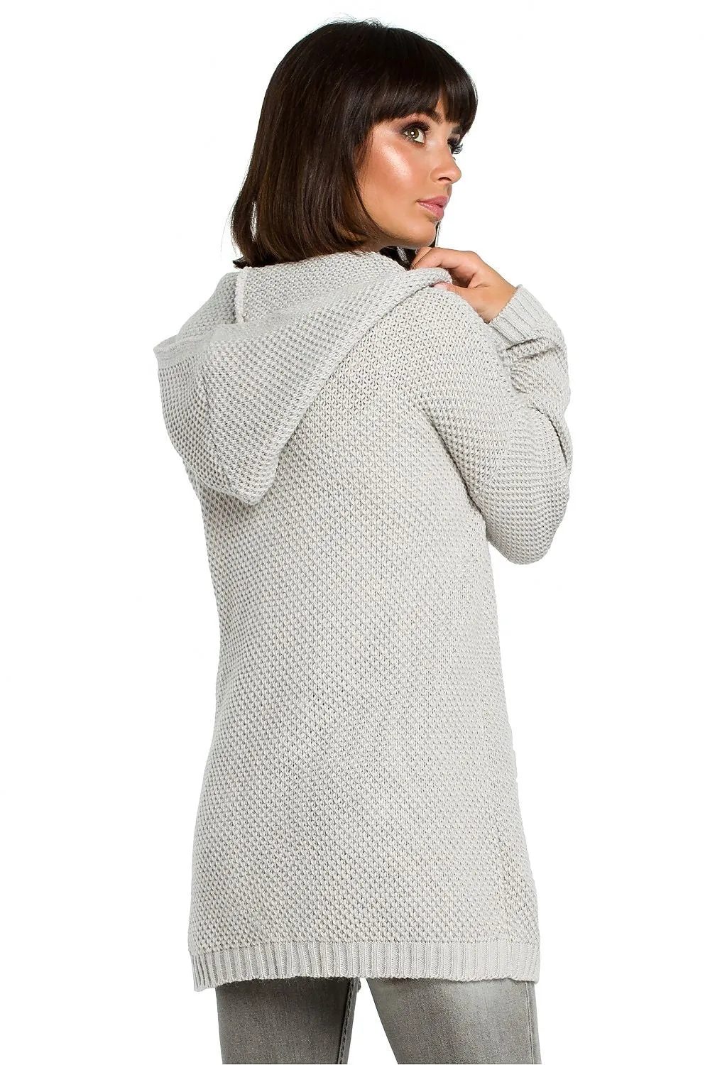 Elegant Hooded Longline Cardigan