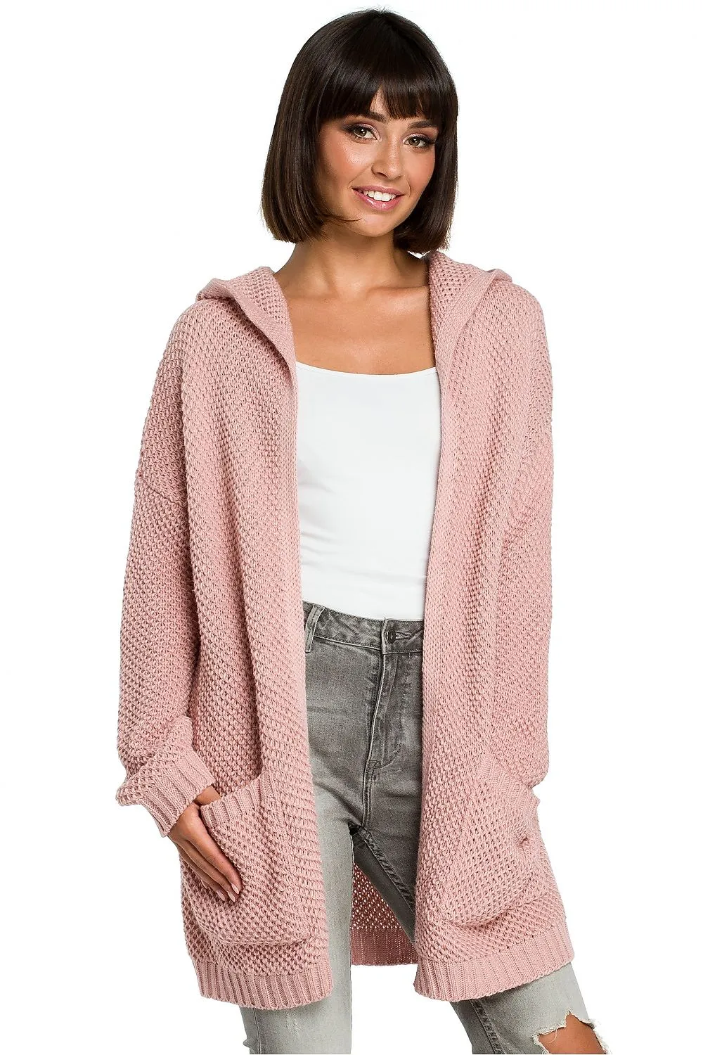 Elegant Hooded Longline Cardigan