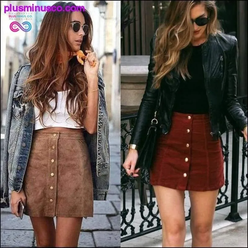 Elegant Summer-themed Suede Leather A-line Mini Skirt at