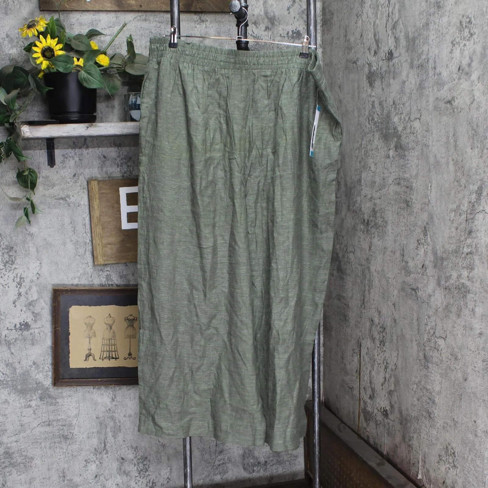 Ella Moss Womens Wide Leg Pull On Linen Blend Pants 1776705