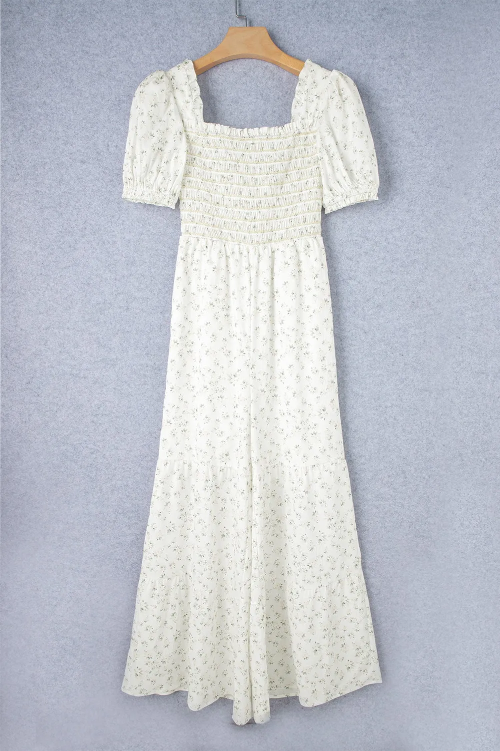 Elysa Smocked Printed Short Sleeve Jumpsuit