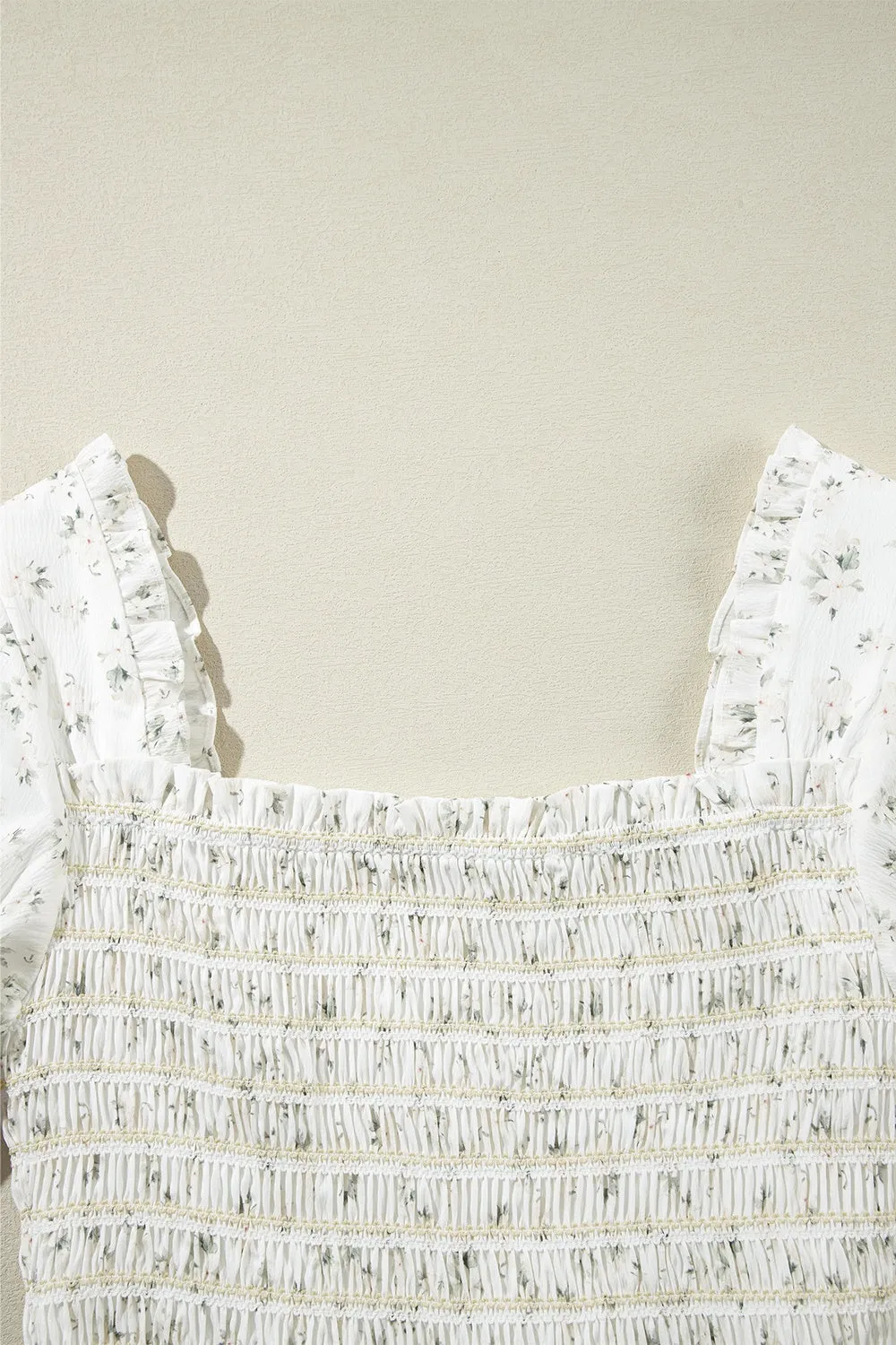Elysa Smocked Printed Short Sleeve Jumpsuit
