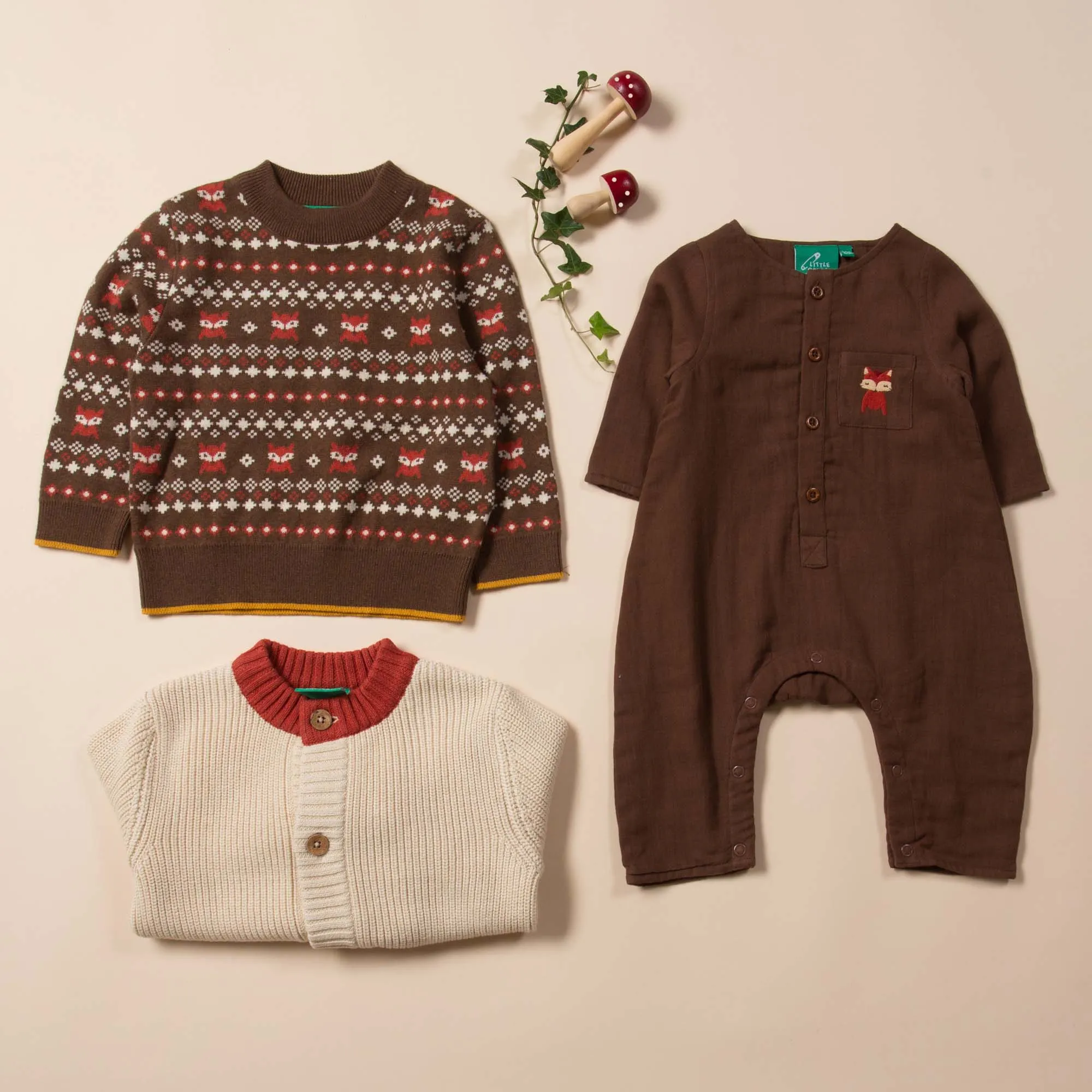 Embroidered Fox Organic Long Sleeve Jumpsuit