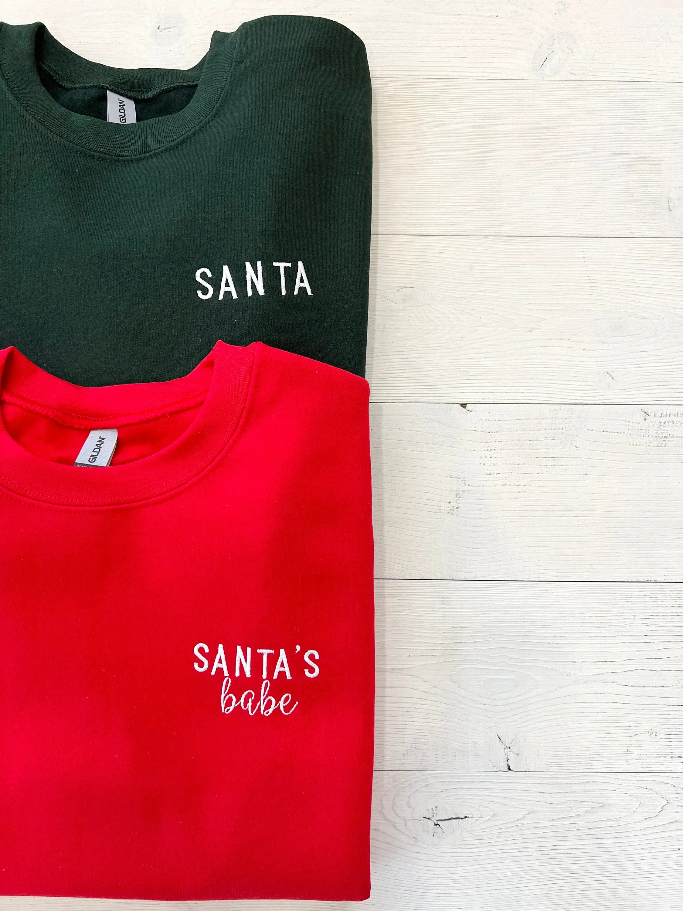 Embroidered Santa's Babe Couple Christmas Matching Sweatshirts