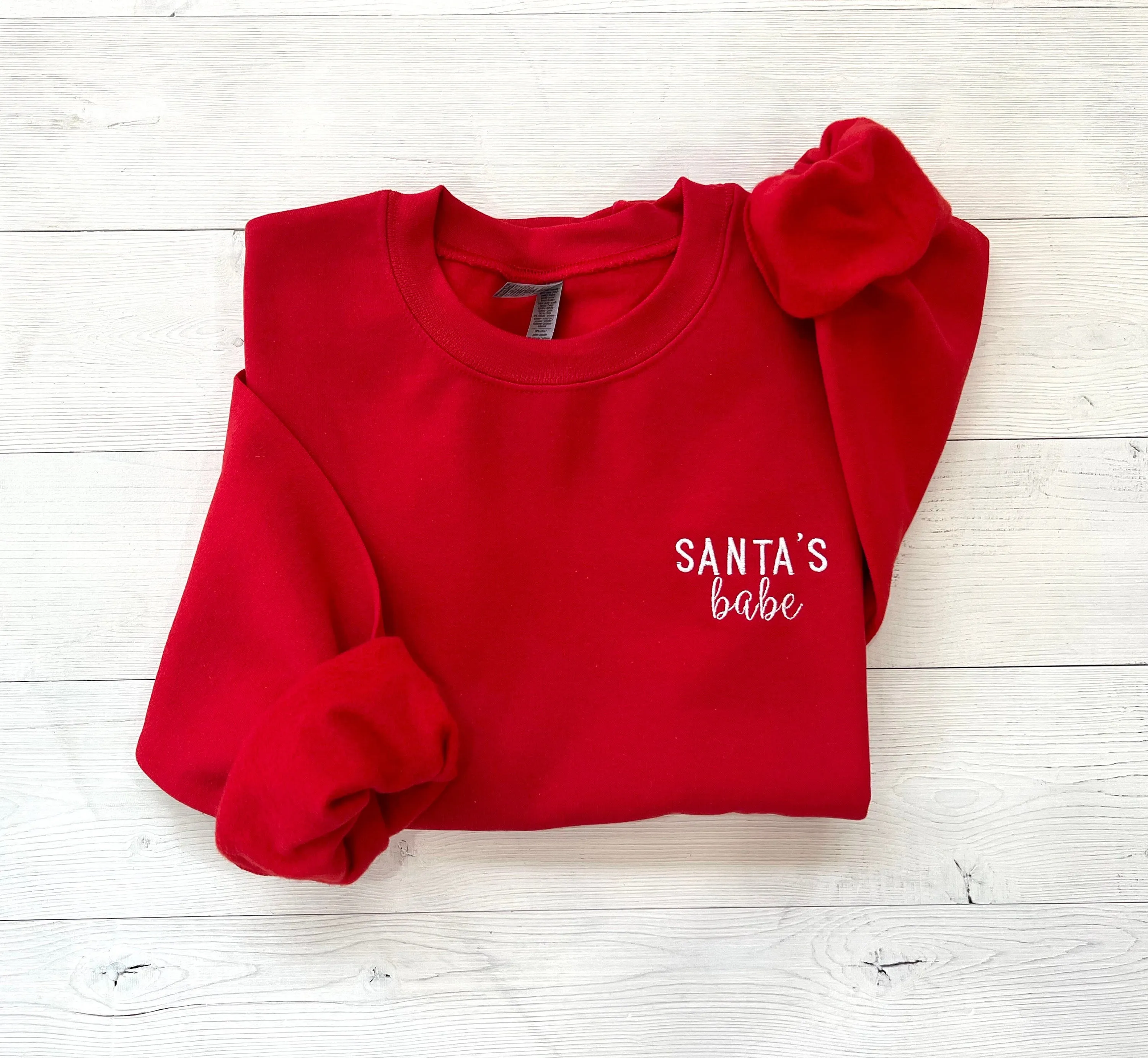Embroidered Santa's Babe Couple Christmas Matching Sweatshirts
