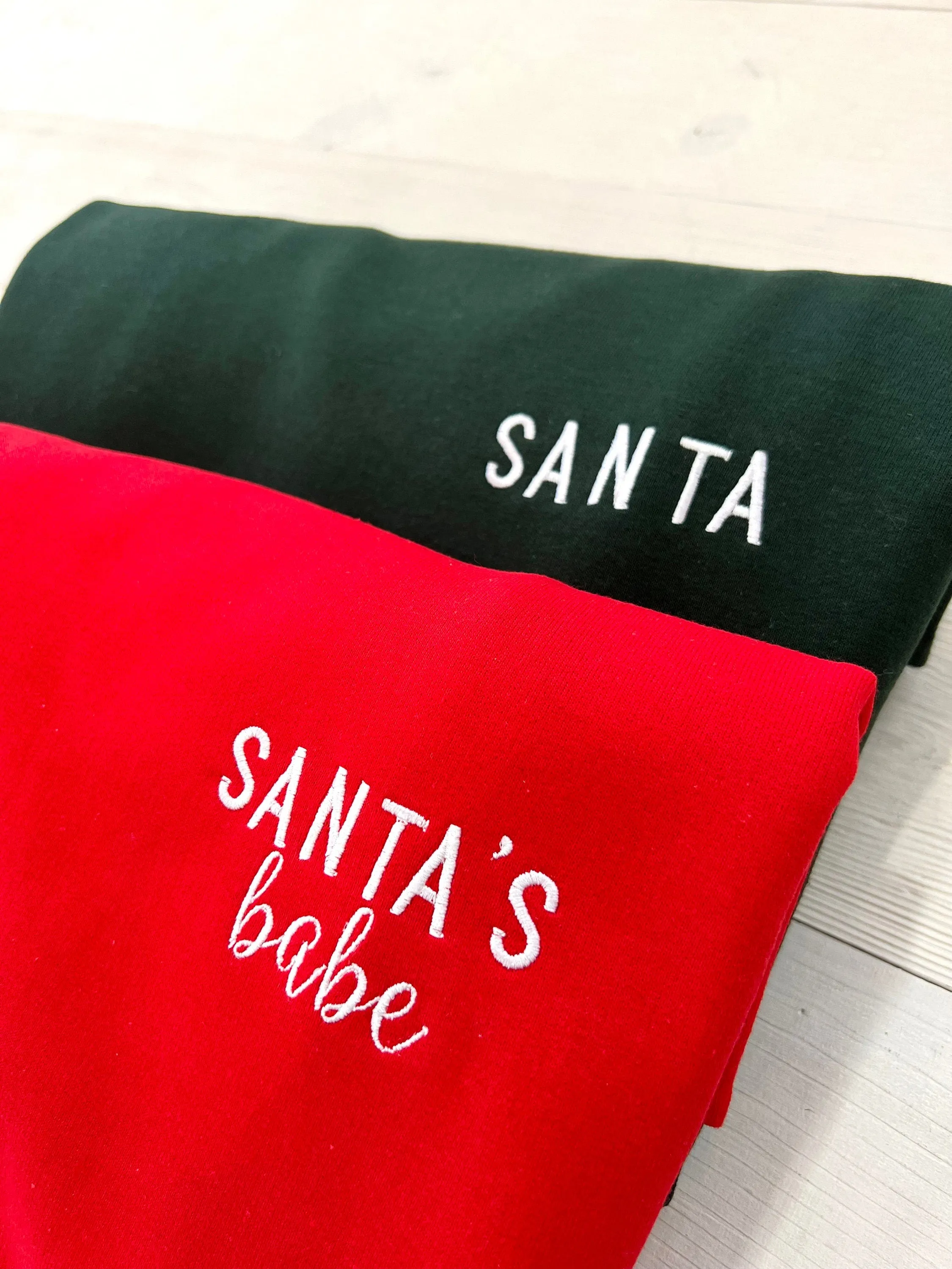 Embroidered Santa's Babe Couple Christmas Matching Sweatshirts