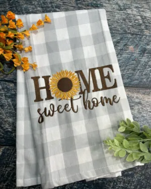 Embroidered Sunflower Kitchen Towel