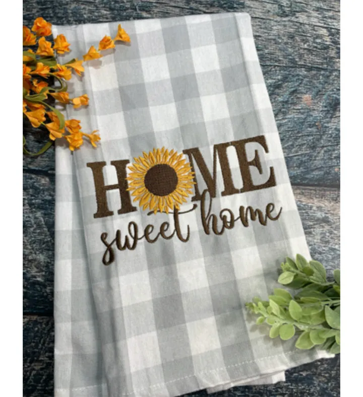 Embroidered Sunflower Kitchen Towel