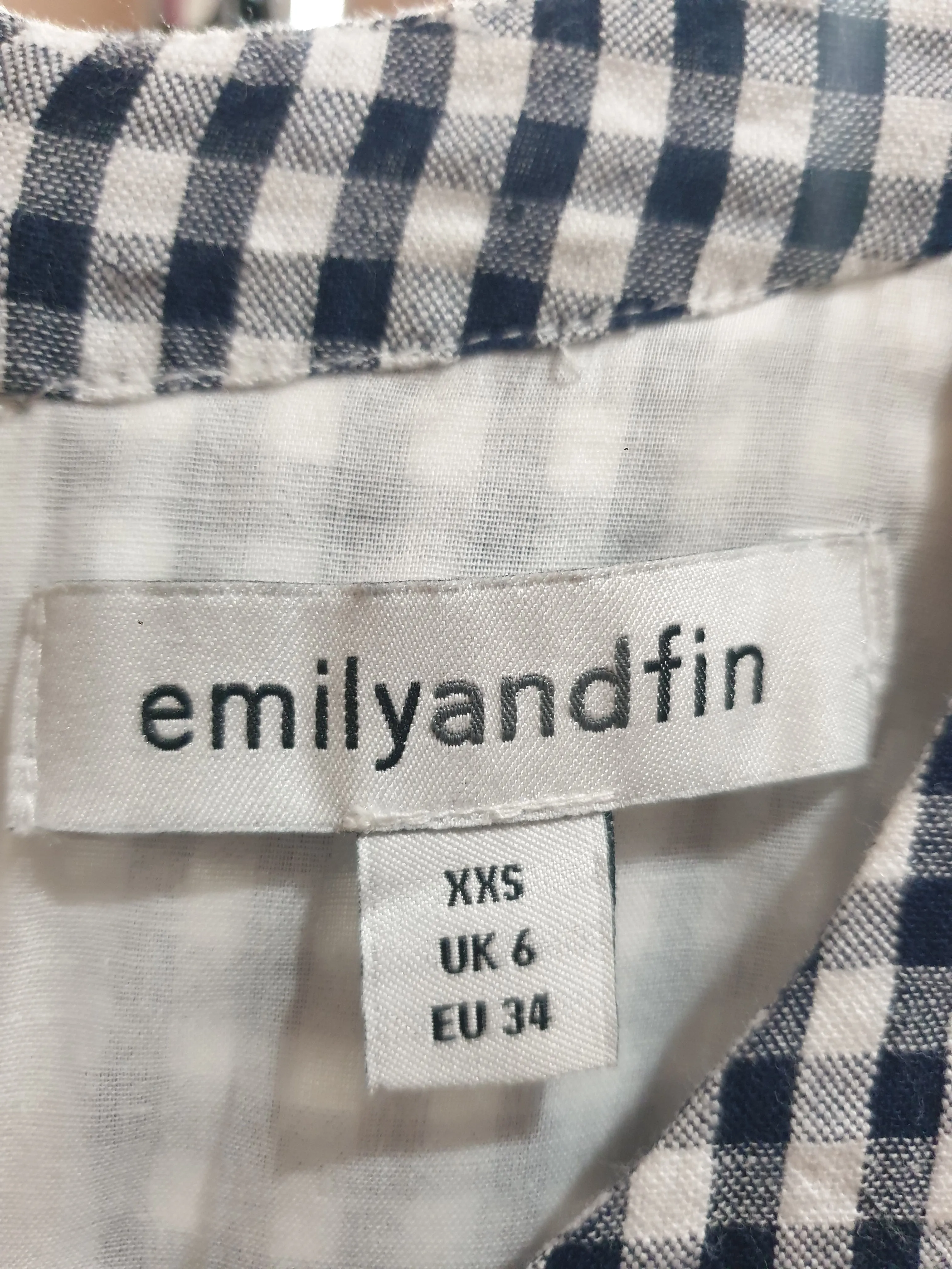 Emily and Fin navy and white gingham dress size XXS