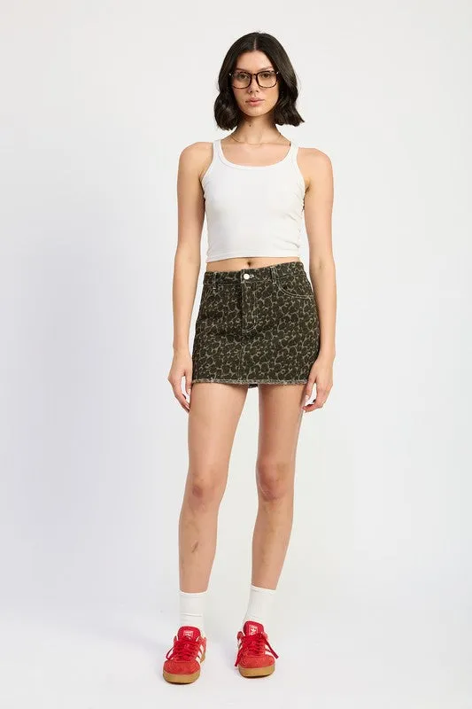 Emory Park Animal PRINTED DENIM MINI SKIRT