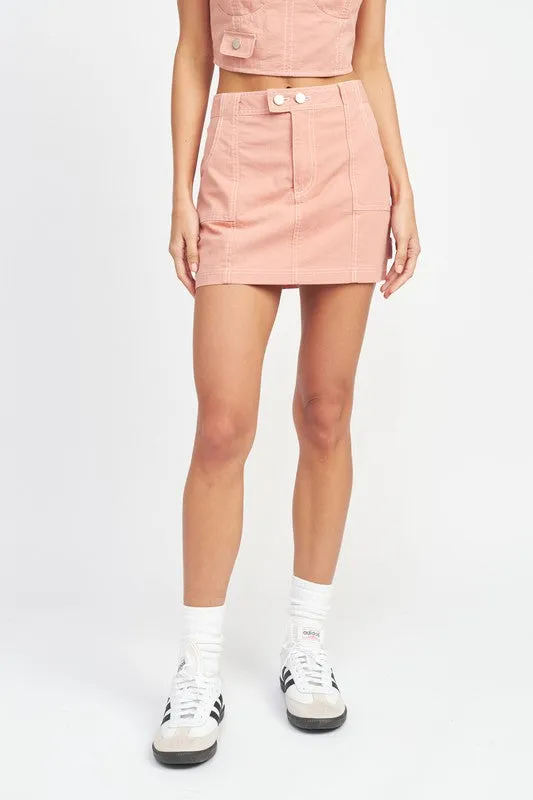 Emory Park CONTRAST STITCHING MINI SKIRT