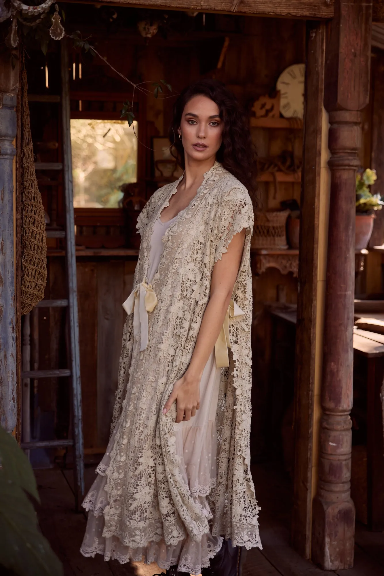 Empress Lace Coat. Stone