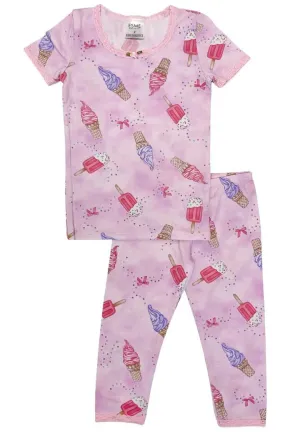 esme - Ice Cream S/S Top & Cropped Legging pajama Set