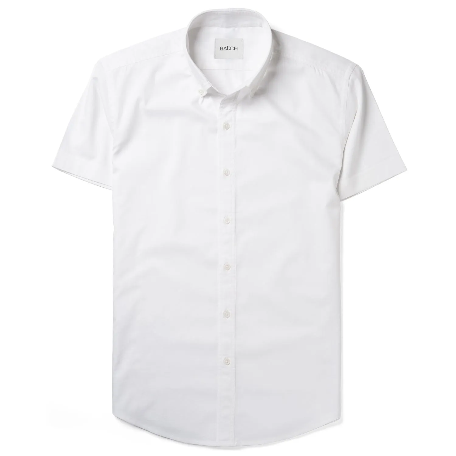 Essential Button Down Collar Casual Short Sleeve Shirt - White Cotton Twill