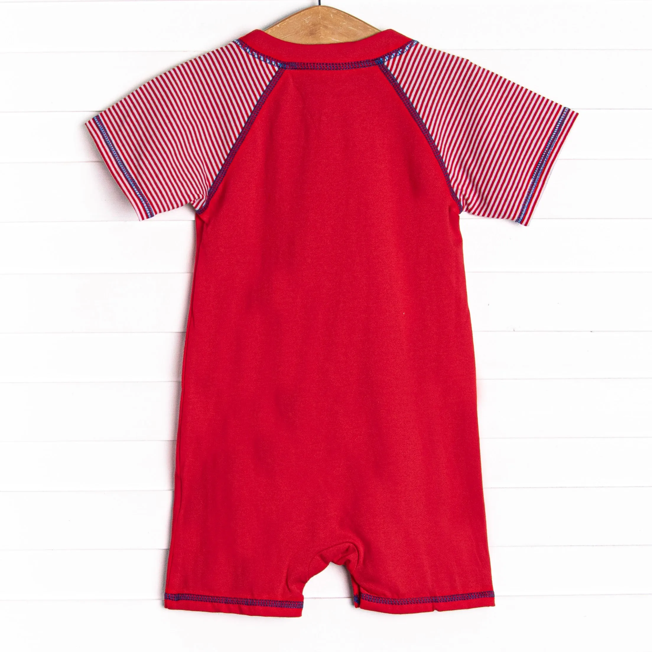Extra Innings Applique Romper, Red