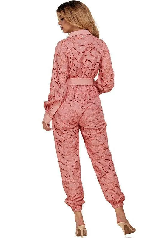EYELET MAUVE JUMPSUIT