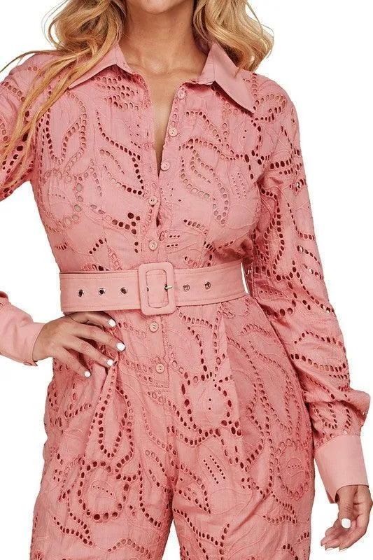 EYELET MAUVE JUMPSUIT