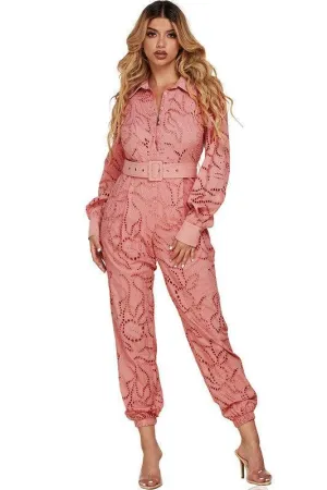 EYELET MAUVE JUMPSUIT