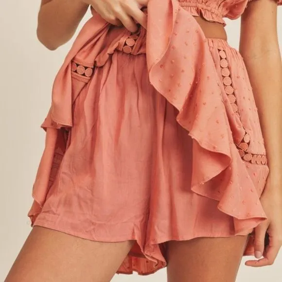 Eyelet Off the Shoulder Crop Top &amp; Skirt Set