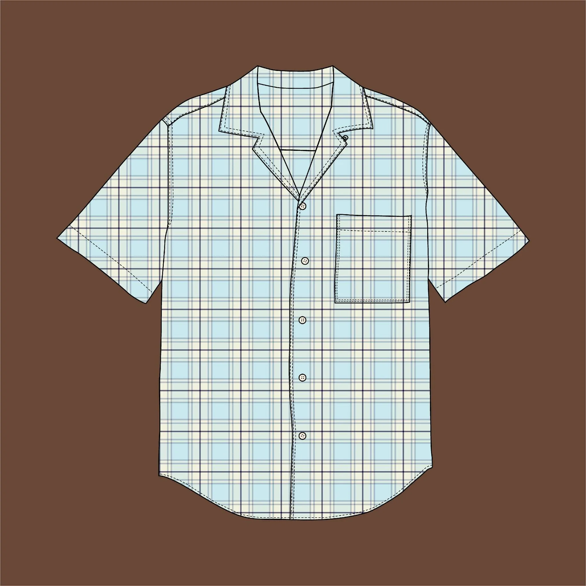 Fabric Satin - Plaid Ice Blue
