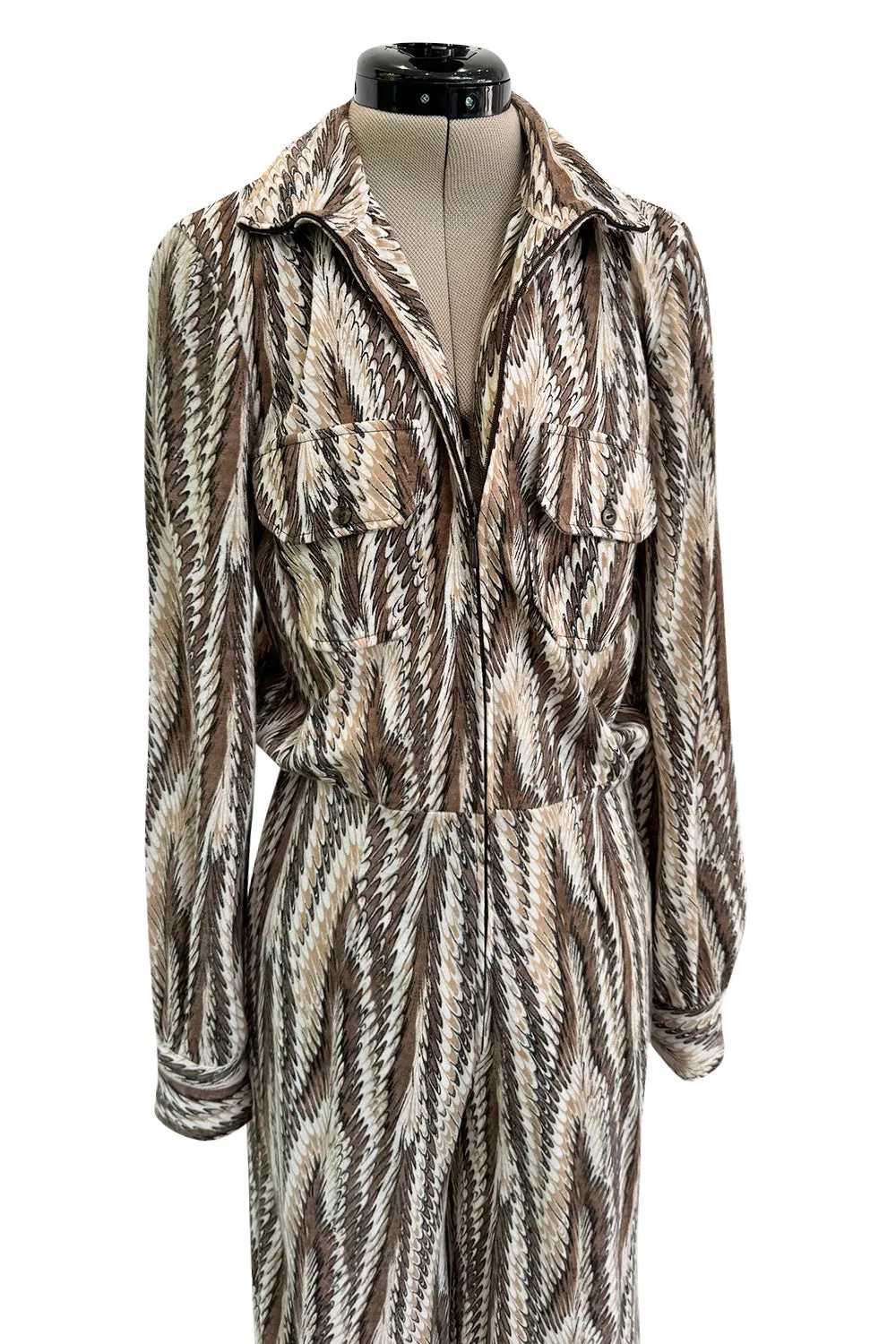 Fabulous Fall 1975 Diane Von Furstenberg Soft T-Shirt Feel Jersey Printed Jumpsuit