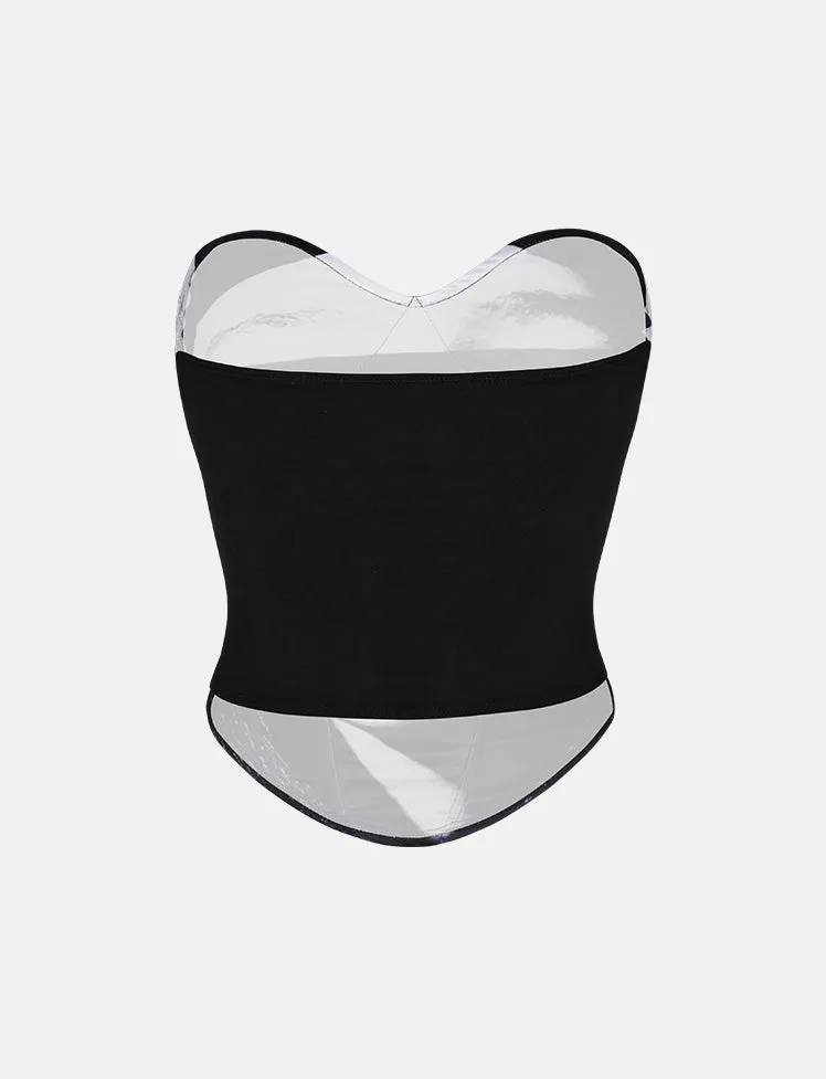 Face Print Off Shoulder Corset
