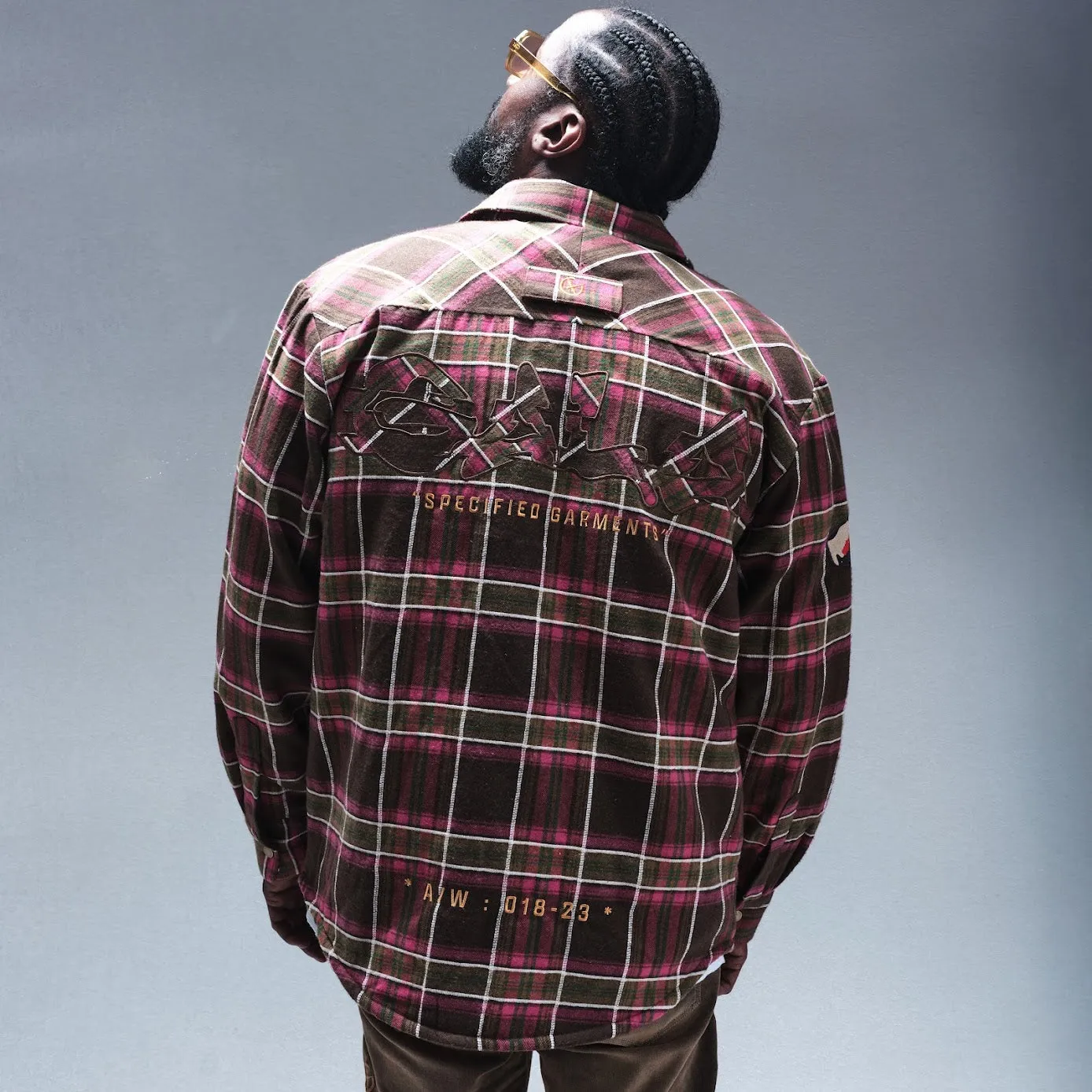 FACES FLANNEL OVERSHIRT (BROWN/PINK)