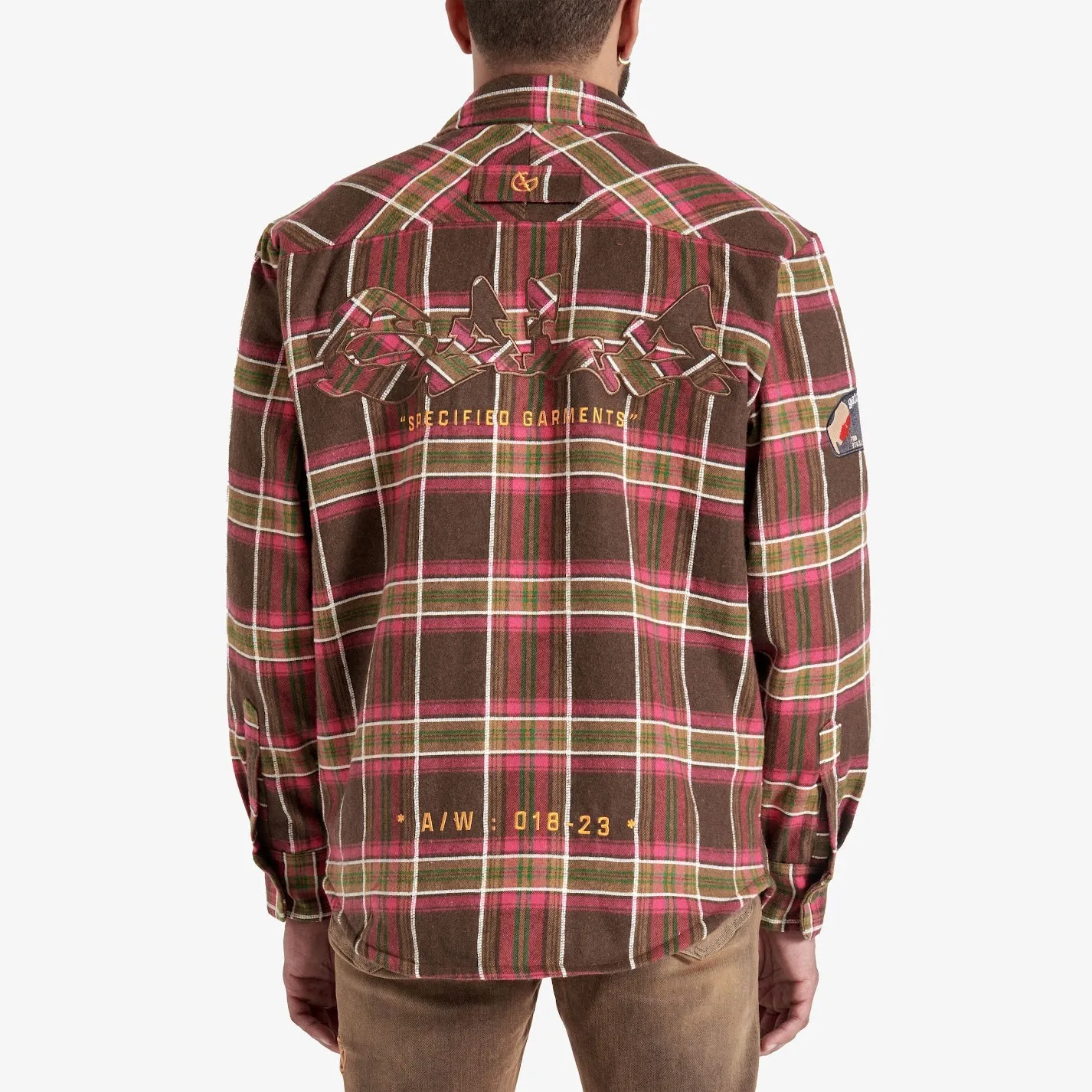 FACES FLANNEL OVERSHIRT (BROWN/PINK)