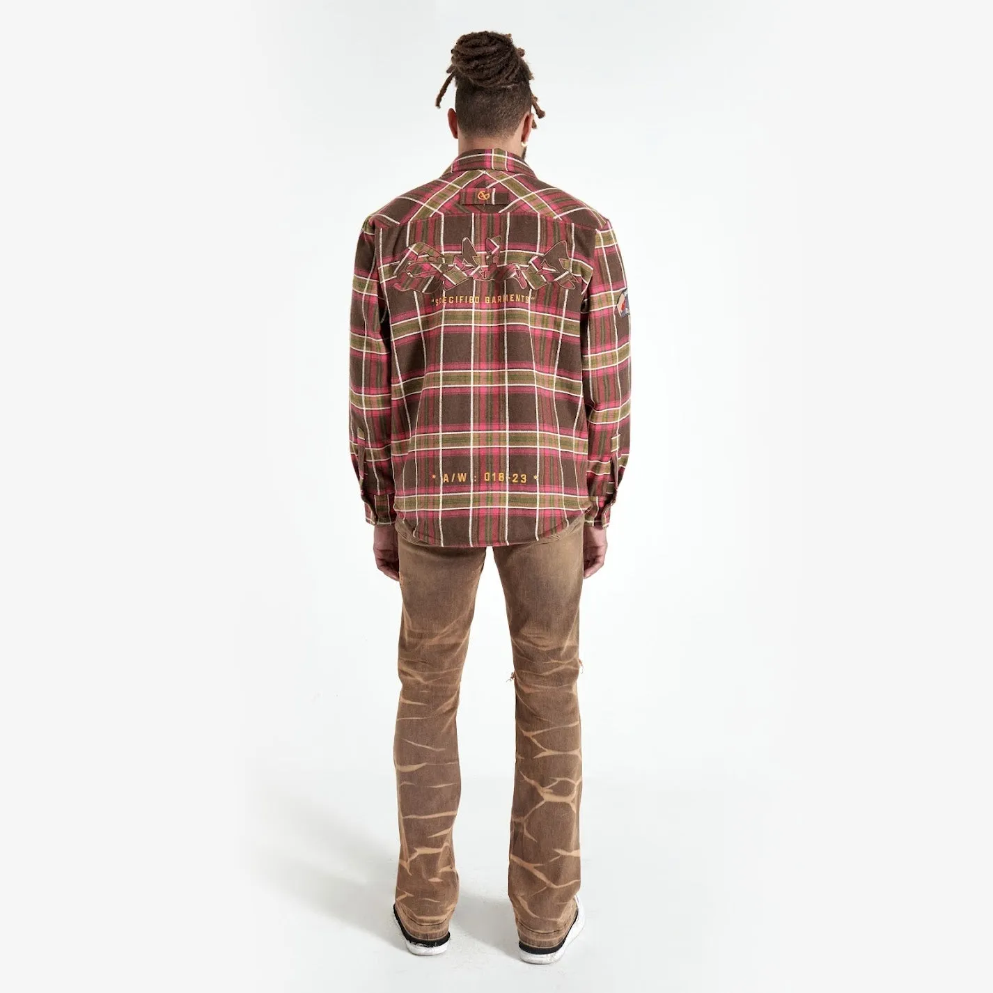 FACES FLANNEL OVERSHIRT (BROWN/PINK)