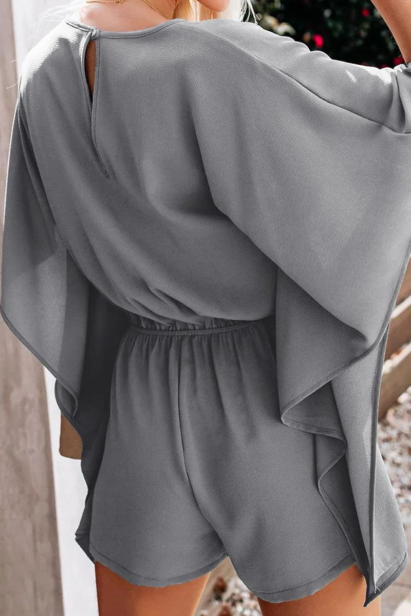Fashion Casual Solid Frenulum V Neck Loose Rompers