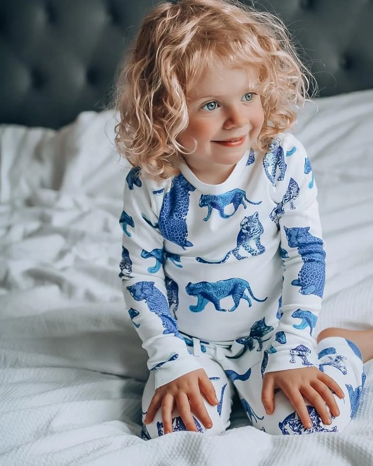Fauna Kids Organic Cotton Slim Fit Jog Pants, High Tea Leopard Print