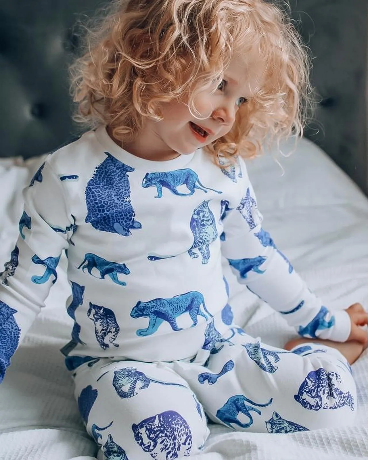 Fauna Kids Organic Cotton Slim Fit Jog Pants, High Tea Leopard Print