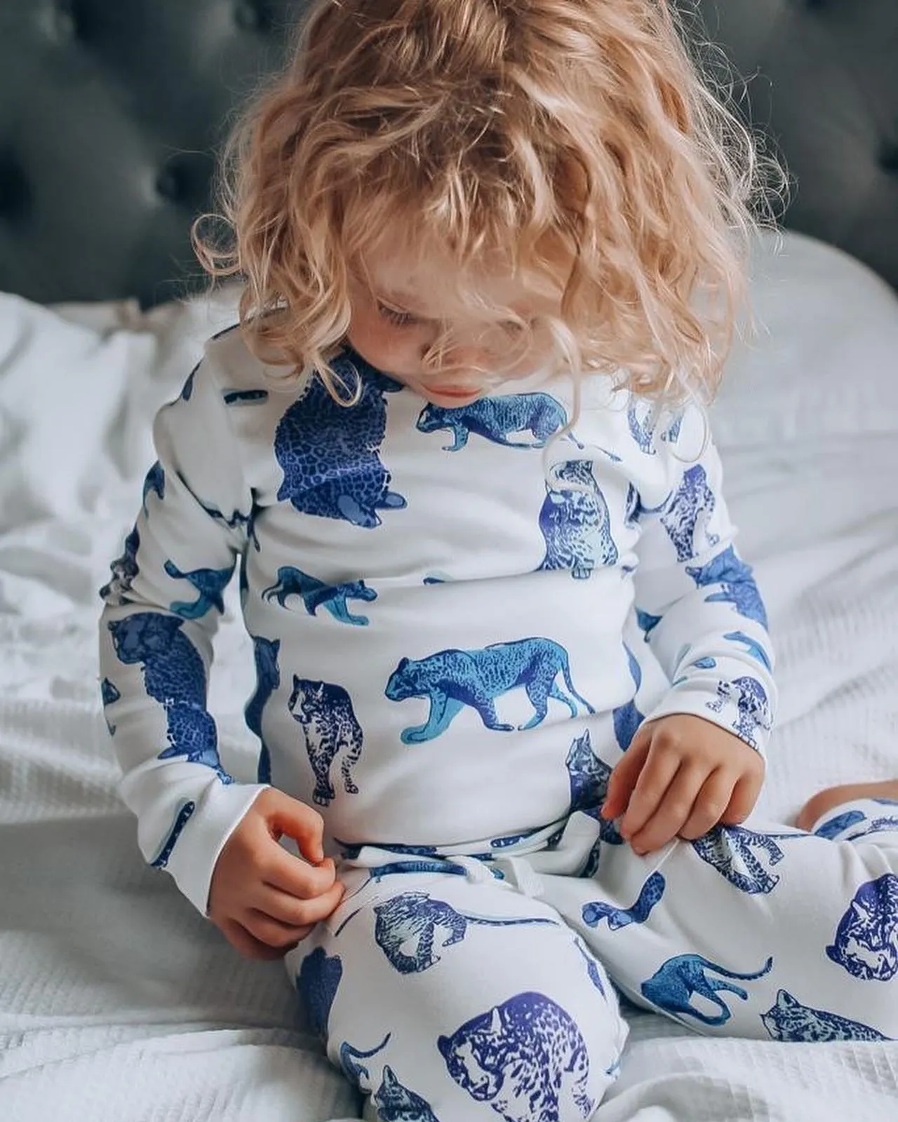 Fauna Kids Organic Cotton Slim Fit Jog Pants, High Tea Leopard Print