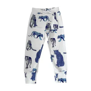 Fauna Kids Organic Cotton Slim Fit Jog Pants, High Tea Leopard Print