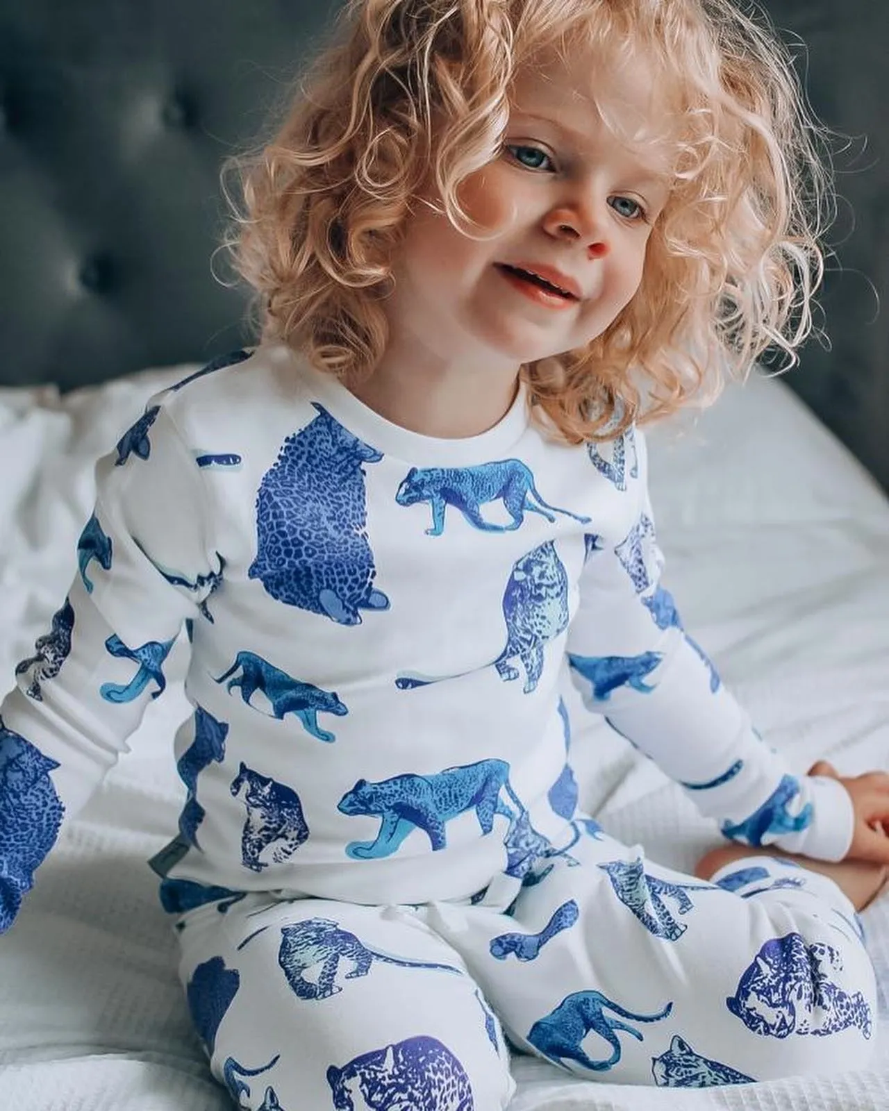 Fauna Kids Organic Cotton Slim Fit Jog Pants, High Tea Leopard Print