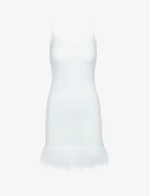 FAUX LEATHER FEATHER MINI DRESS