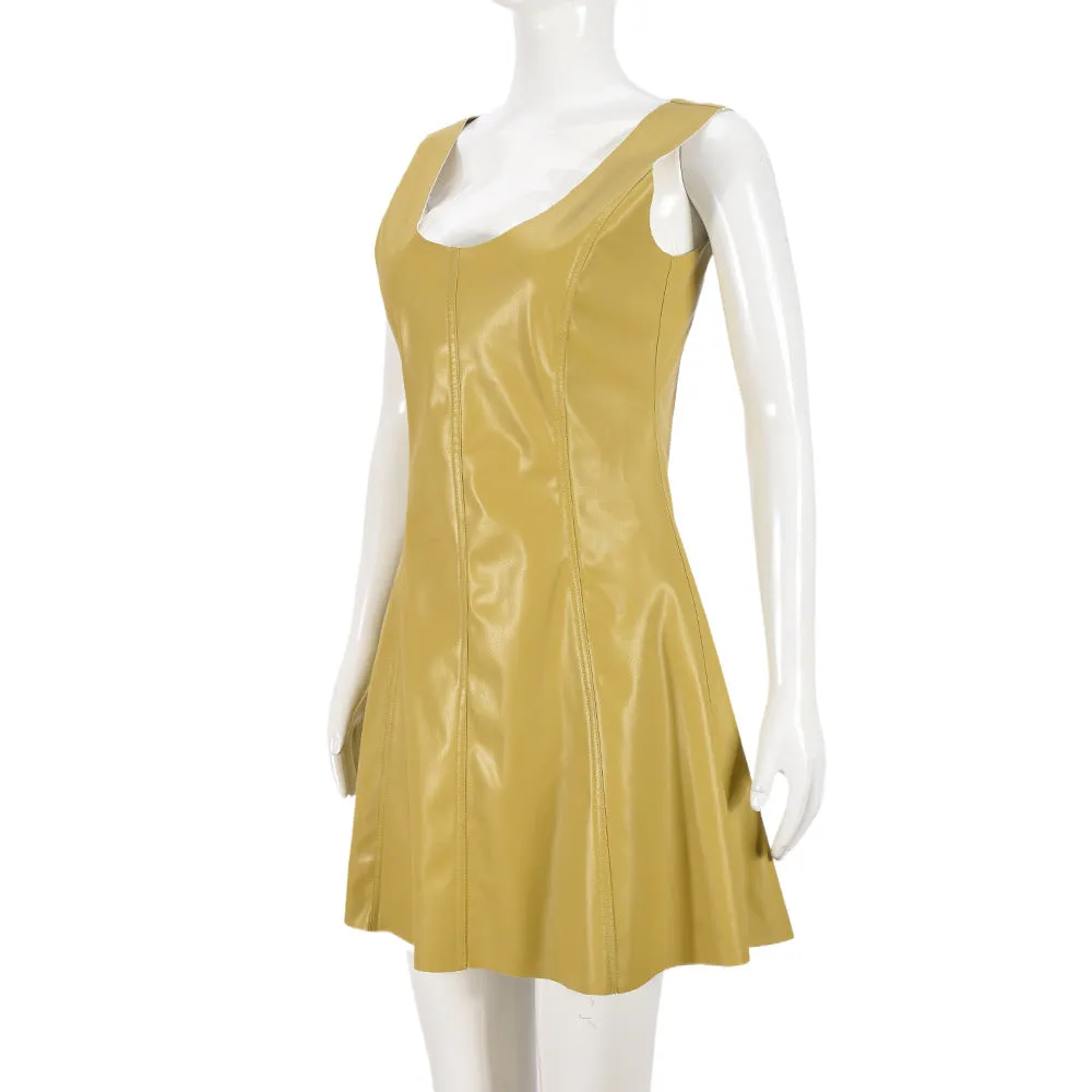 Faux Leather Fit and Flare Mini Dress