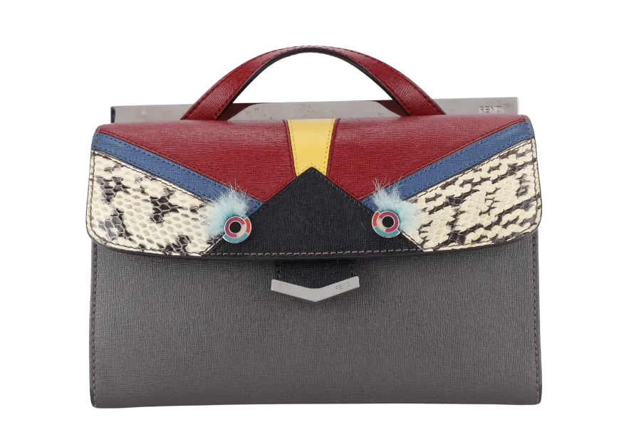FENDI MINI MONSTER DEMI JOUR BAG GREY, RED, YELLOW BLUE COLOR WITH DUST COVER