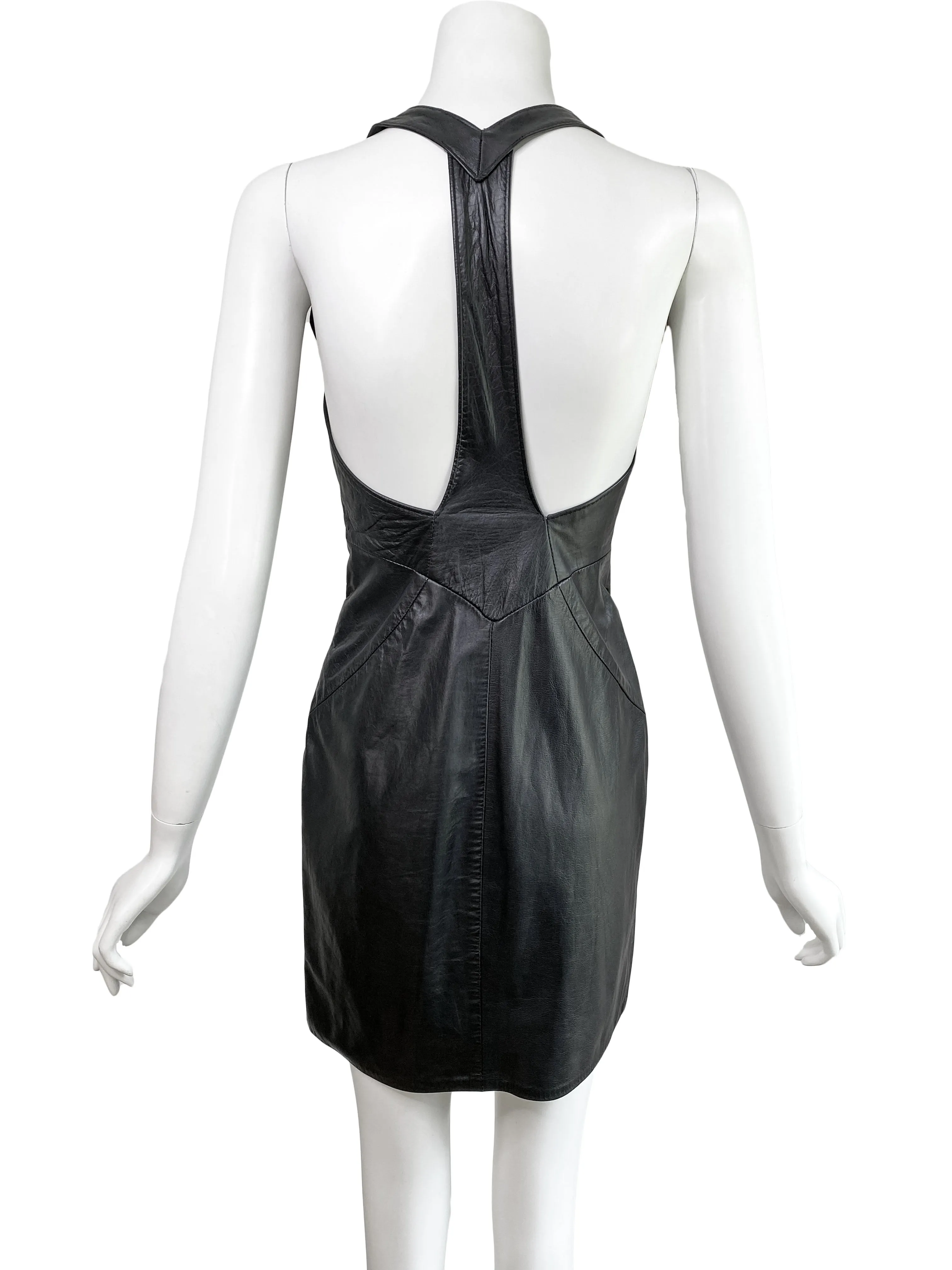 Firenze 1990s Black Leather Mini Dress