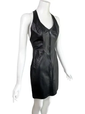 Firenze 1990s Black Leather Mini Dress