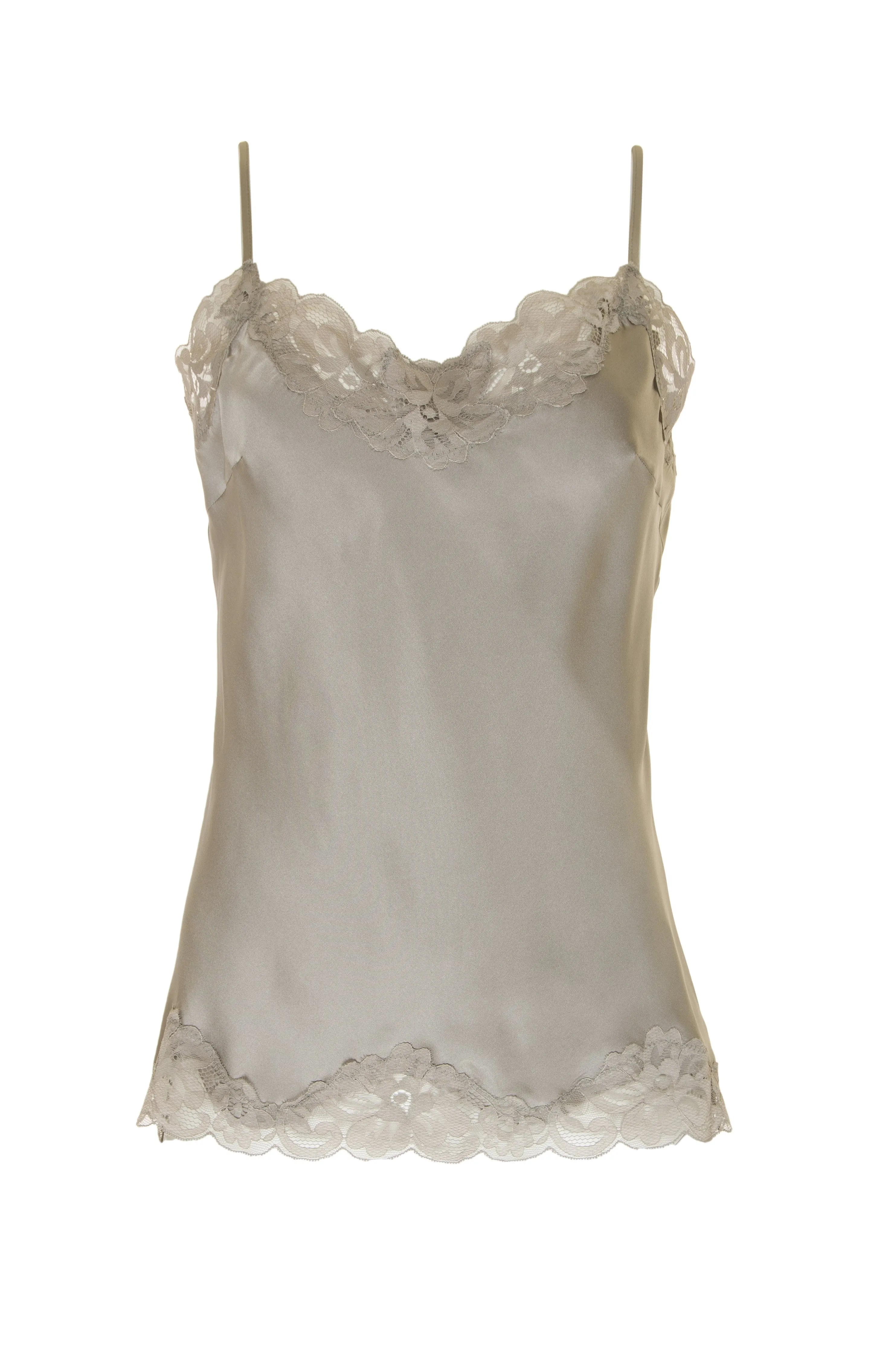 Floral Lace Silk Cami Chateau Grey