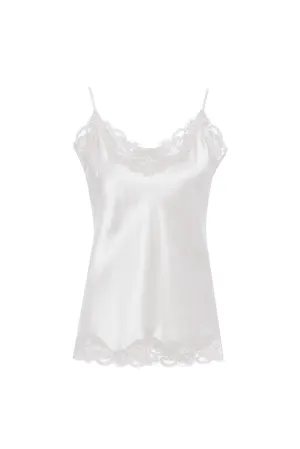 Floral Lace Silk Cami - Cloud