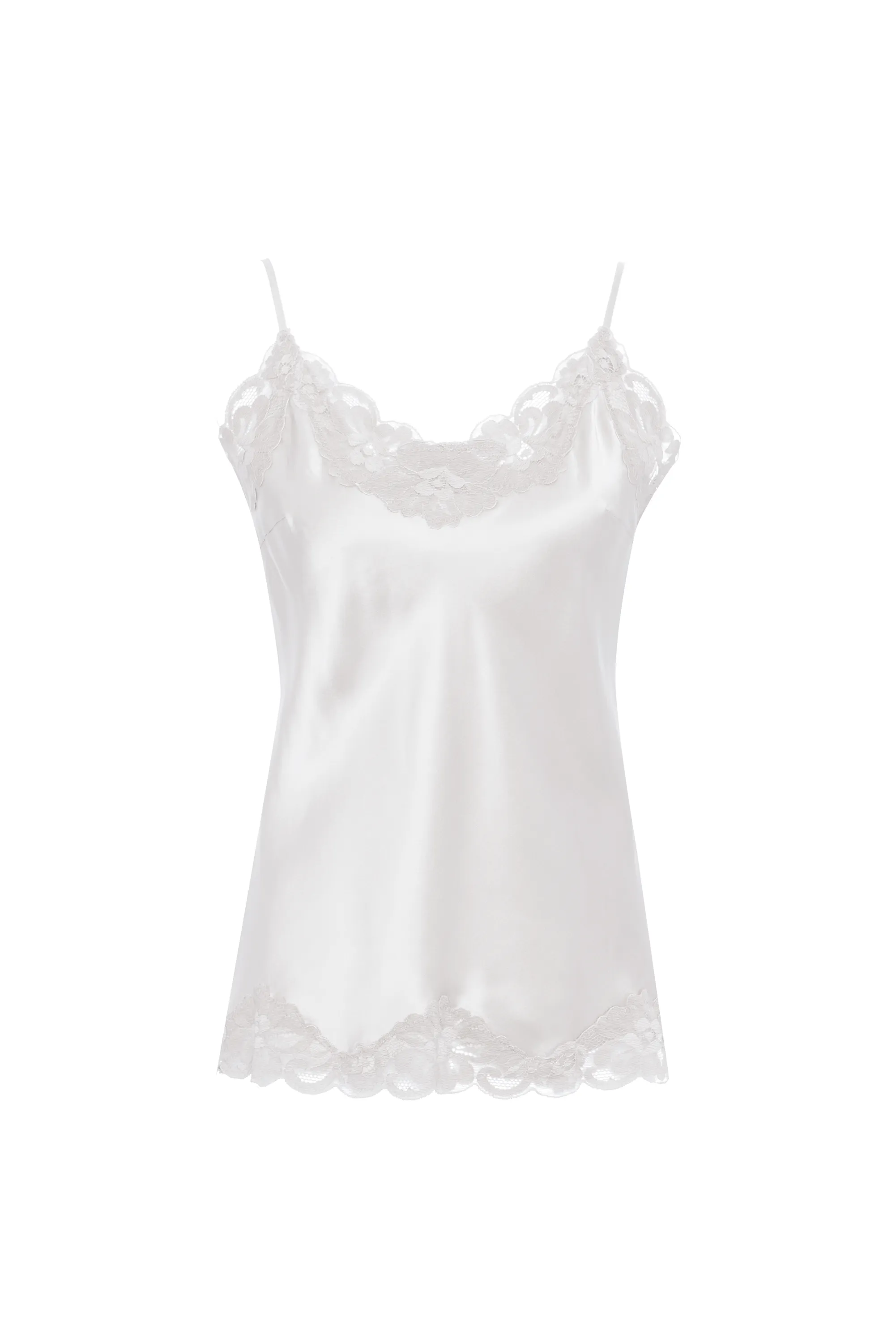 Floral Lace Silk Cami - Cloud