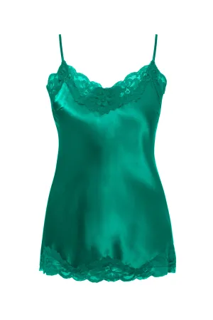 Floral Lace Silk Cami Columbian Jade