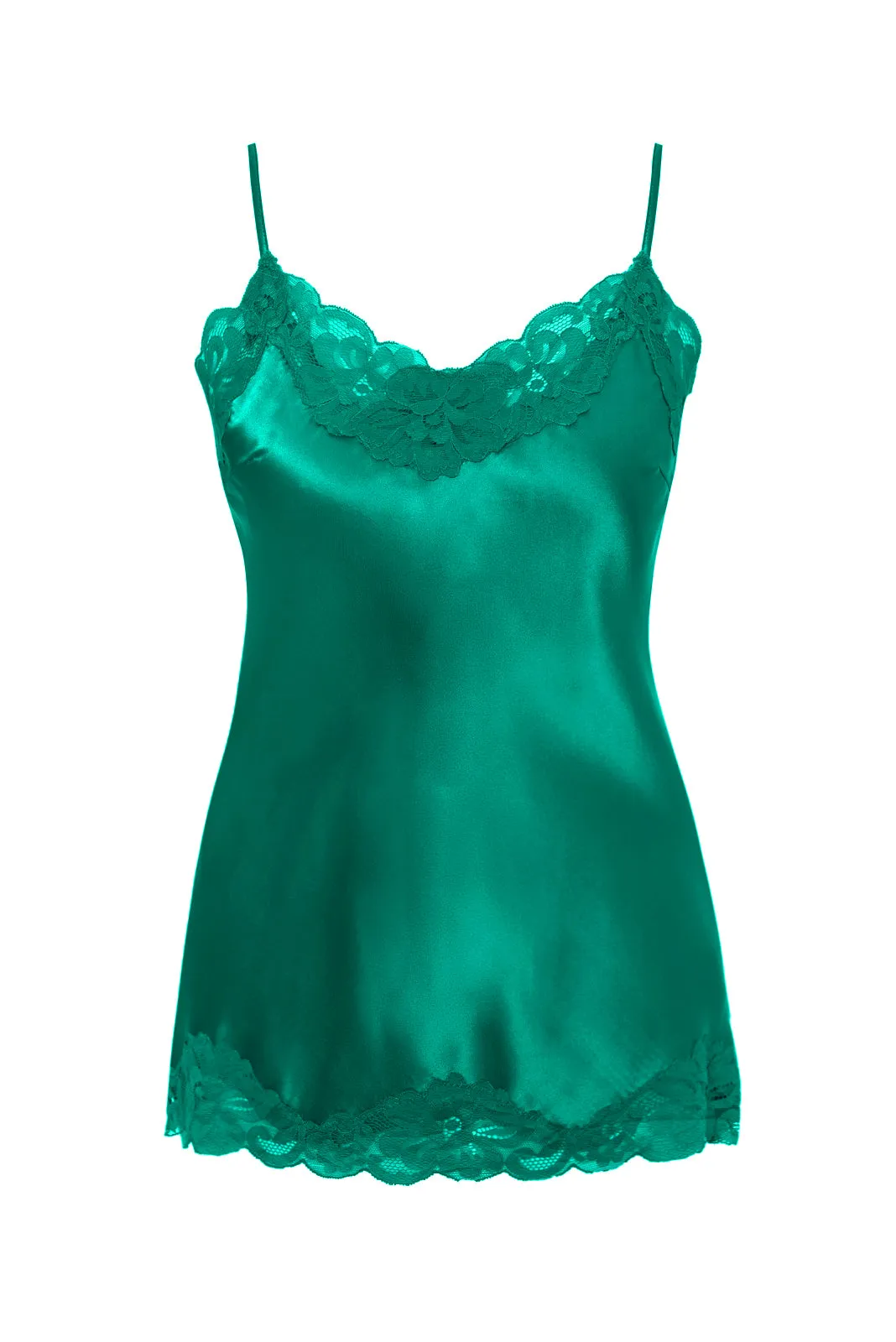 Floral Lace Silk Cami Columbian Jade