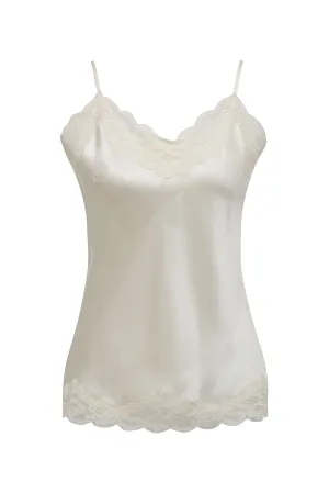 Floral Lace Silk Cami Dove